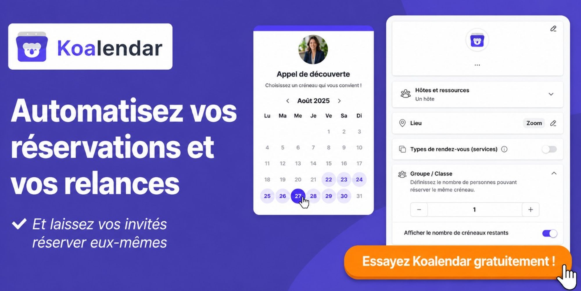 comment envoyer une invitation Zoom avec calendrier et des relances en utilisant un outil de planification comme Koalendar
